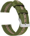 BARTON WATCH BANDS Two-piece NATO® Style Ballistic Nylon Watch Band Straps, Army Green & Crimson Red, 22mm