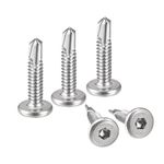 uxcell Hex Socket Self Tapping Screws, #10 x 1 410 Stainless Steel Sheet Metal Flat Head Drilling Screw 50pcs, Silver