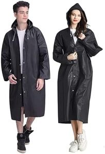 GUKOY Rain Coat Poncho for Adult, 2 Pack Women Men Reusable Raincoats Emergency with Hood and Drawstring, Black+black