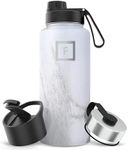 IRON °FLASK Camping & Hiking Hydration Flask with 3 Lids - Stainless Steel, Double Walled & Vacuum Insulated Water Bottle - Leak Proof & BPA Free (Carrara Marble, Spout - 32 oz)