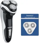 SweetLF Men's Electric Shaver (Plus 3 Blades) : Electric Razor for Men with Pop-up Trimmer, Corded and Cordless Rechargeable 3D Rotary Shaver (Quiet, Charge Time: 1 Hour, Use Time 120 min,Black