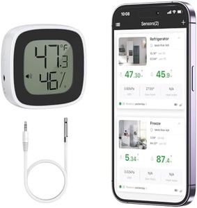 Bluetooth Fridge Thermometer, Refrigerator and Freezer Thermometer with Probe, Data Storage, Home App, Indoor Thermometer Hygrometer, Digital Room Thermometer for Refrigerator, Aquarium