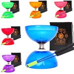 Juggle Dream Quartz Triple Bearing Clutch Diabolo Set with Aluminium 'Metal' Sticks, Diabolo String and Cascade Carry Bag (Blue with Blue Handsticks)
