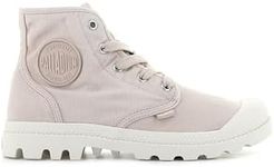 Palladium Women's Pampa Hi Boot, Vegan Canvas Lace Up Boot, Rose Smoke, 5.5