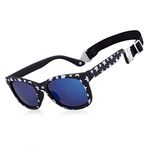 MAXJULI Baby Sunglasses with Adjustable Strap,BPA Free,Infant Newborn Shades 0-24 Months (Black Stars/Blue)