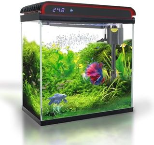 Glass 5 Gallon Fish Tank Aquarium - Smart Self-Cleaning Starter Kit with 3-Color LED Light, Ultra Quiet Pump & Filter, Temperature Monitoring for Betta Fish and Shrimp