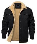 EKLENTSON Mens Winter Jacket Fleece Jacket Sherpa Lined Jacket Trucker Jacket Work Jacket Thermal Black Jacket Casual Jacket with Multi Pockets L