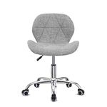 Modern Fabric Swivel Office Chair, Height Adjustable Padded Armless Desk Chair with Wheels for Home Office, Grey