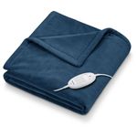 Beurer HD 75 Ocean Electric Blanket, Cuddly Soft Heat Blanket, 6 Temperature Settings, Machine Washable, with Automatic Shut-Off and Extra Safe, Teal, 180 x 130 cm