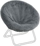 HOMBYS Faux Fur Cover for Saucer Chair, Removable Round Moon Chair Slipcover (Without Chair, Only A Cover), Ultra Soft and Waterproof Chair Cover for Saucer Chairs Size Between 28-30 in x 29-32 in