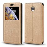 Motorola Nexus 6 Case, Wood Grain Leather Case with Card Holder and Window, Magnetic Flip Cover for Google Nexus 6