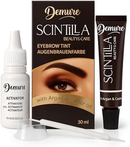 Demure Eyebrow Tint Set with Developer, 20+ Applications, Up to 4 Weeks Lasting Effect, Brow Dye Kit with Argan and Castor Oil, All in One Tinting Set (3.0 Dark Brown)