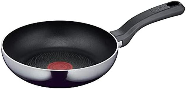 Tefal D52602 Resist - Sartén de 20 cm | Revestimiento antiadherente de titanio seguro | Indicador de temperatura de señal térmica | Fácil limpieza | Tecnología Flame Protect | Negro