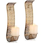 Walasis Wall Candle Holders Decorative Set of 2 - Rustic Metal Candle Sconces for Farmhouse Wall Decor Pillar Candles Holder for Wall Hanging Wall Decor for Bathroom Living Room Bedroom