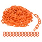 PATIKIL 50 Foot Plastic Chain Links, 2inch Safety Barrier Chain Orange for Crowd Control, Queue Line, Parking, Fence, Gate, Concert, Construction Site and Decoration