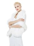 BEAUTELICATE Faux Fur Wrap Shawl Women’s Shrug Stole Cape for Winter Wedding Evening Brides Bridesmaids(One Size, Ivory)