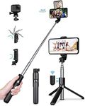 TVACHE Selfie Sticks-Extendable Bluetooth Selfie Stick Tripod with Wireless Remote for iPhone 13/12 Pro Max/11/XS Max/XR/8/7/6s,Galaxy S10/S9/S8/S7,iOS Android Phone Holder,GoPro&Camera Tripod Stand