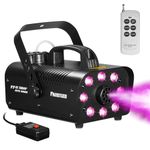 Fog Machine with 8 LED Lights, 500+ Watts Smoke Machine with Wireless Remote, Manual Control, Auto Mode-Perfect for Halloween Party Wedding Stage