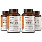 Nirvasa Omega 3 Salmon Fish Oil Capsules for Men & Women | 1000mg Omega 3 with 180 mg EPA & 120 mg DHA | No Fishy Burps | Supports Healthy Heart, Brain & Bones | 60 Softgels | Pack of 4