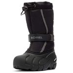 SOREL - Youth Flurry Winter Snow Boots for Kids, Black, City Grey, 9 Little Kid