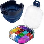 Airtight Paint Saver Storage Palette Box, 16-Well Palette Box with Lid, Include Paint Brush Basin, Perfect for Gouache, Acrylic, Watercolor and Oil Paint (Blue)