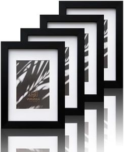 VUVUZULA A5 Frame Black Picture Frames A5 Photo Frame with Mount for A6 Photo A5 Certificate Frame Set of 4 with Real Glass