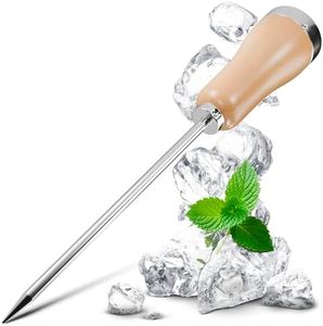 Stainless Steel Ice Pick Tool - 8.43”Lx1.23”W Wood Ice Pick for Freezer Icepick for Ice Chipper Ice Crusher Ice Picks for Breaking Ice in Freezer - Ice Breaker Tool Ice Picks for Breaking Ice Cubes