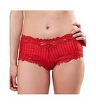 Lunaire Women's Barbados Shadow Stripe Boyshort, Real Red, M/6