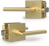 Mega Handles - Prime Privacy I Lever Door Lock Handle for Hallway, Closet and Bathroom I Keyless Door Lock I Fits All Standard Door Sizes I Screws Included - Satin Brass (1 Pack) Exposed Screws,4.29"