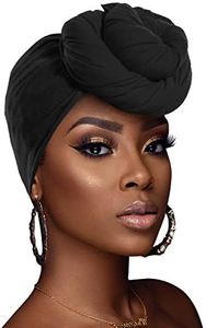 ACRABROS Stretch Jersey Turban Head Wrap, Urban Hair Scarf - Ultra Soft, Extra Long,Breathable Black