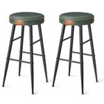 VASAGLE Echo Collection Bar Stools Set of 2, Kitchen Counter Stools, Breakfast Stools, Synthetic Leather with Stitching, 30-Inch Tall, Home Bar Dining Room, Easy Assembly, Forest Green ULBC090C01