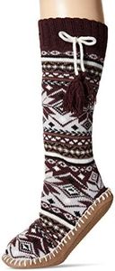 MUK LUKS Women's Slipper Socks with Tassels, Concord Grape, Small-Medium