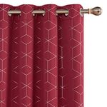 Deconovo Eyelet Blackout Curtains, Home Decorative Foil Diamond Printed Curtains, Thermal Insulated Curtains for Bedroom, 46 x 90 Inch(Width x Length), Red, One Pair