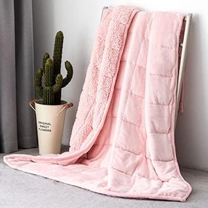 Topblan Sherpa Fleece Weighted Blanket 20lbs, Uniformed Color with Fuzzy Fleece and Shaggy Sherpa to Help with Better Sleep, 60x80 inches, Pink