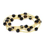 MetJakt Handmade Original Women's Stretch Bracelet Multi-Strand Coloured 8MM Gemstones Tahitian Pearls Austrian Crystal Perfect Touch of Colour for Any Outfit Extraordinary Colour Explosion (5 wraps, Black Agate)