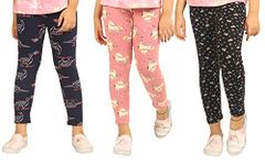 ARIEL Girls Cotton Printed Regular Fit Non-Transparent Ankle Length Leggings(AR-G-Leg-P3-56-(blFlo+org+navroa)_010_Multicolor_5 Years - 6 Years)