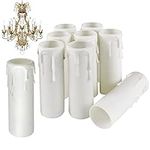 Prmape 20 Pcs Candle Drip Sleeve Tubes, White Chandelier Socket Cover, White Candle Covers for Wall Lamp Chandelier Lamp Holder Christmas Decoration（ 3x10cm ）