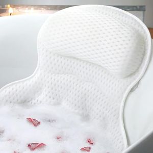 JiaoZoum Bath Pillow Bathtub Pillow, Luxury Bath Pillows for Tub Neck Head and Back Support, Soft 4D Mesh Fabric Bath Tub Pillow with Non-Slip Suction Cups,Relaxing Spa Accessories Gifts