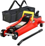 Floor Jack, 2 Ton Low Floor Jack, Steel Racing Floor Jack with Dual Pistons Quick Lift Pump, Floor Jack Lifting Range 3.3"-15.2", 2 ton(4000 lbs) Capacity, Fits Most Cars, Trucks and SUVs