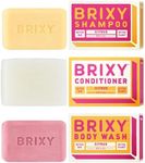 BRIXY Balancing Shampoo and Conditioner Bar Set with Moisturizing Body Wash Bar, Controls Oil & Hydrates Strands, Removes Build Up, Moisturizes Skin, All Hair Types, pH Balance, Color Safe, Vegan