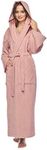 Arus Women's Hooded Classic Full Length Bathrobe Turkish Cotton Ankle Long Robe, Powder Pink, Small-Medium