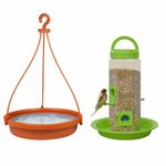 Deskart Wooden Bird House | Hanging and WallPatch Wooden Bird Nest for Balcony, Window and Garden | Suitable for Sparrow and Kingfisher etc. Birds (Bird Feeder - Combo)