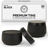 Hearts & Crafts Matte Black Candle Jars with Lids - Gothic Candle Jars for DIY Projects - 24 Pack of 4oz Candle Containers for Candle Making, Arts, Crafts and Storage - Heat-Resistant