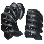 Beehive Filter OxoxO 12x Black Golf Club Headcover Thick Synthetic Leather Iron Head Covers 3-Lw Compatible with Titleist Taylormade Callaway Ping Cobra Nike