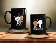 Gift Arcadia Ceramic Perfect Pair Coffee Mugs - Gift for Couple,Girlfriend,Boyfriend 325ml Capacity Microwave and Dishwasher Safe Coffee Mug - 2 Pieces, Black (A220)