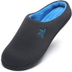 MAIITRIP Men's Cozy Memory Foam House Slippers Non Slip (Size:7-17), Grey/Blue, 7-8