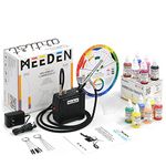 MEEDEN Airbrush Compressor Kit - Portable Air Brush Set with Gravity Feed Dual-Action 0.5mm Airbrush Gun & 12 Acrylic Spray Paints - Cleaning Set for Model Painting - Black