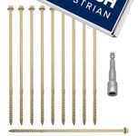 Heavy Duty Structural Railway Sleeper Landscaping Decking Frame Fixing Screws with Free 8mm Hex Bit (250mm Wood Screws, Pack of 25)