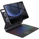 Wineecy Touchpad Magic Keyboard Case for Samsung Galaxy Tab S9 FE 5G 10.9'', S9/S8/S7 11 Inch,Rainbow Backlit Magic Floating Cantilever Stand Magnetic Keyboard Cover with Multi-Touch Trackpad