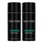 THICK FIBER Hair Fibres (Pack of 2, BLACK) | Hair Powder for Thinning Hair 25g Bottle | Make Thin Hair Look Thicker in Seconds| Hair Loss Concealer for Women & Men